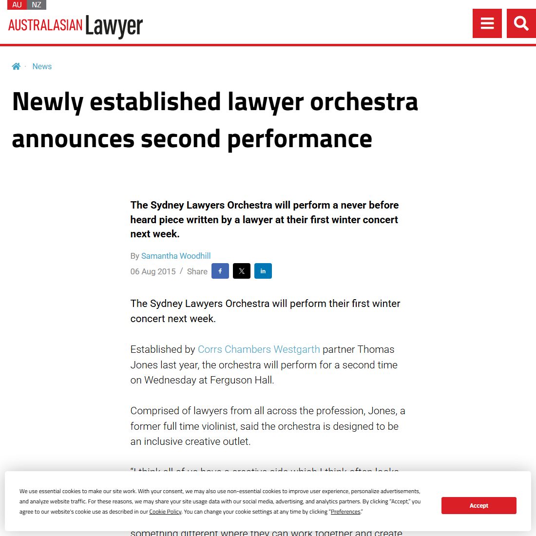Australasian Lawyer — Sydney Lawyers Orchestra